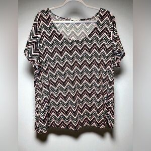 Notations Black, White and Pink Boxy Short‎ Sleeve Blouse size 2X